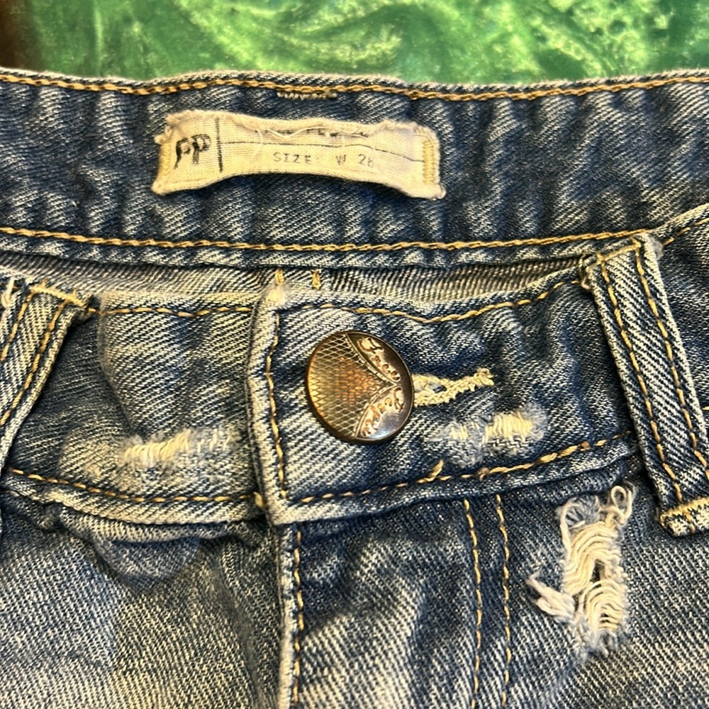 Free People Denim Distressed Women's Blue Jean Shorts, W26, length 11” - Picture 2 of 6